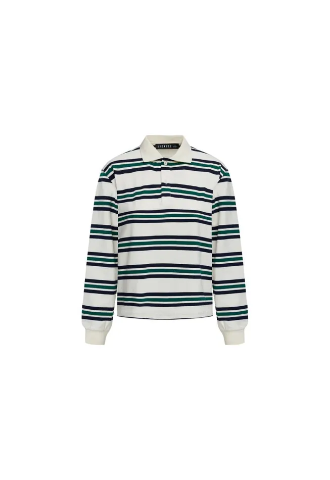 Lioness Fashion LEISURE LONG SLEEVE POLO Ivory Moss Women Tops
