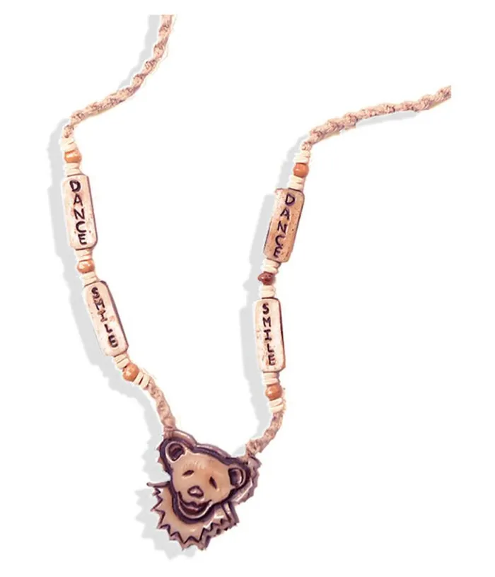 Liquid Blue Jewelry Accessories Bear Face And Smile Dance Bone Bead Hemp Necklace Liquid Blue Jewelry Accessories Bear Face And Smile Dance Bone Bead Hemp Necklace