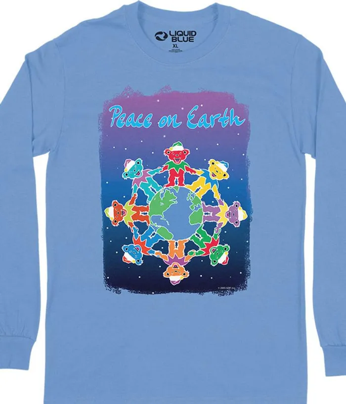 Liquid Blue Long Sleeve Men Peace On Earth Long Sleeve TShirt