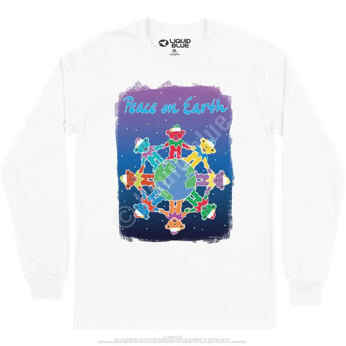 Liquid Blue Long Sleeve Men Peace On Earth Long Sleeve TShirt
