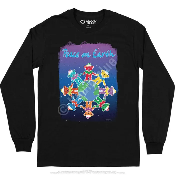 Liquid Blue Long Sleeve Men Peace On Earth Long Sleeve TShirt