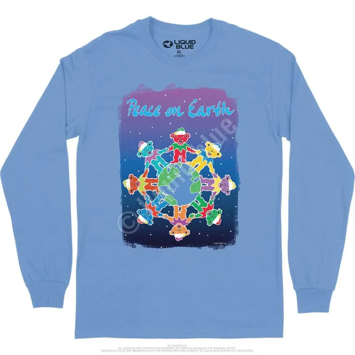 Liquid Blue Long Sleeve Men Peace On Earth Long Sleeve TShirt