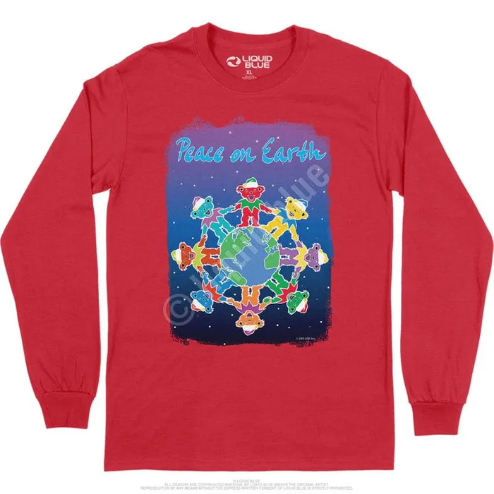 Liquid Blue Long Sleeve Men Peace On Earth Long Sleeve TShirt