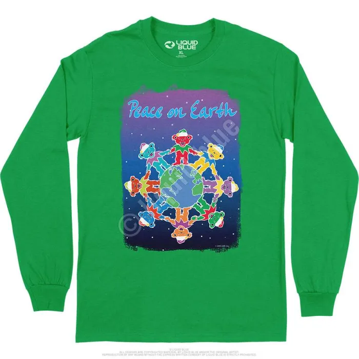 Liquid Blue Long Sleeve Men Peace On Earth Long Sleeve TShirt