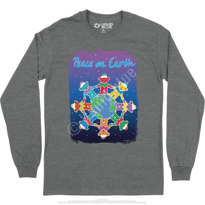 Liquid Blue Long Sleeve Men Peace On Earth Long Sleeve TShirt