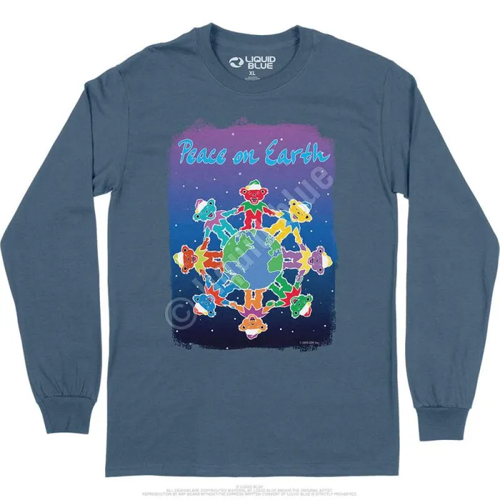 Liquid Blue Long Sleeve Men Peace On Earth Long Sleeve TShirt