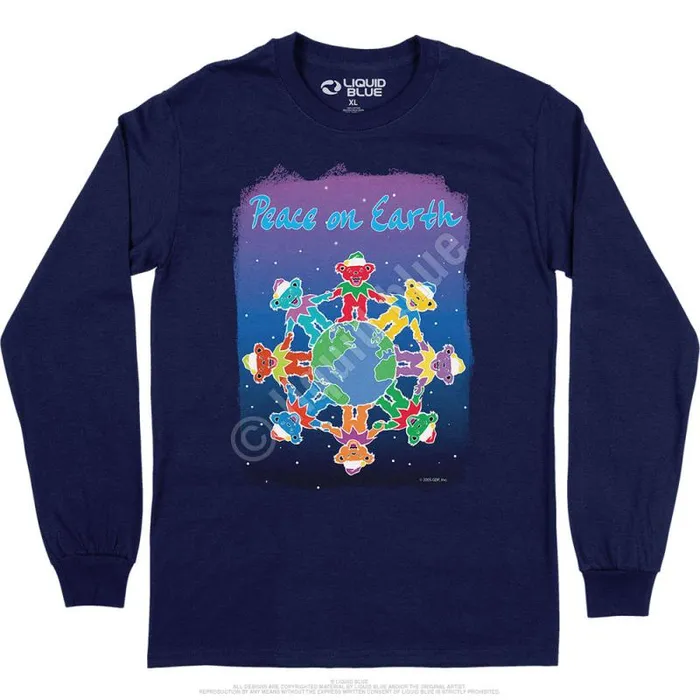 Liquid Blue Long Sleeve Men Peace On Earth Long Sleeve TShirt