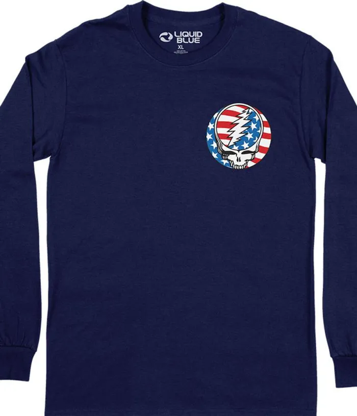 Liquid Blue Long Sleeve Men Steal Your Face Independence Chest Long Sleeve TShirt Liquid Blue Long Sleeve Men Steal Your Face Independence Chest Long Sleeve TShirt