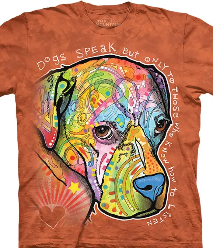 Liquid Blue TShirt Men Dogs Speak Classic Cotton TShirt