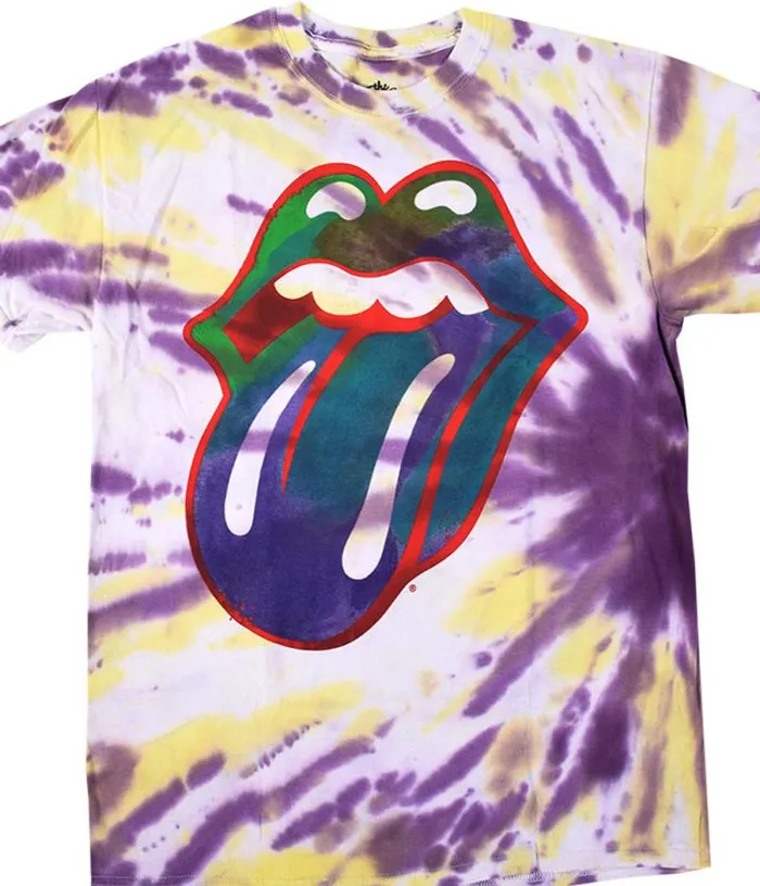 Liquid Blue TShirt Men Rolling Stones Colored Tongue TieDye TShirt