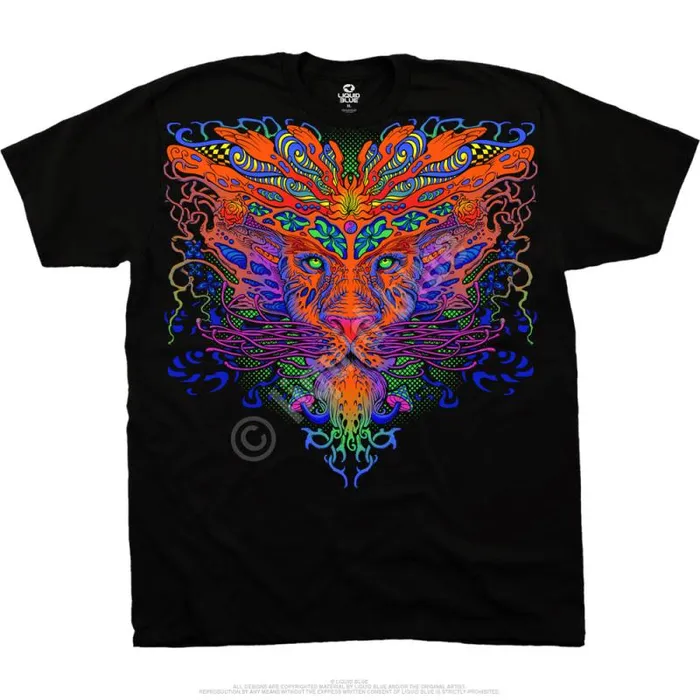 Liquid Blue TShirt Men Trippy Lion Black TShirt