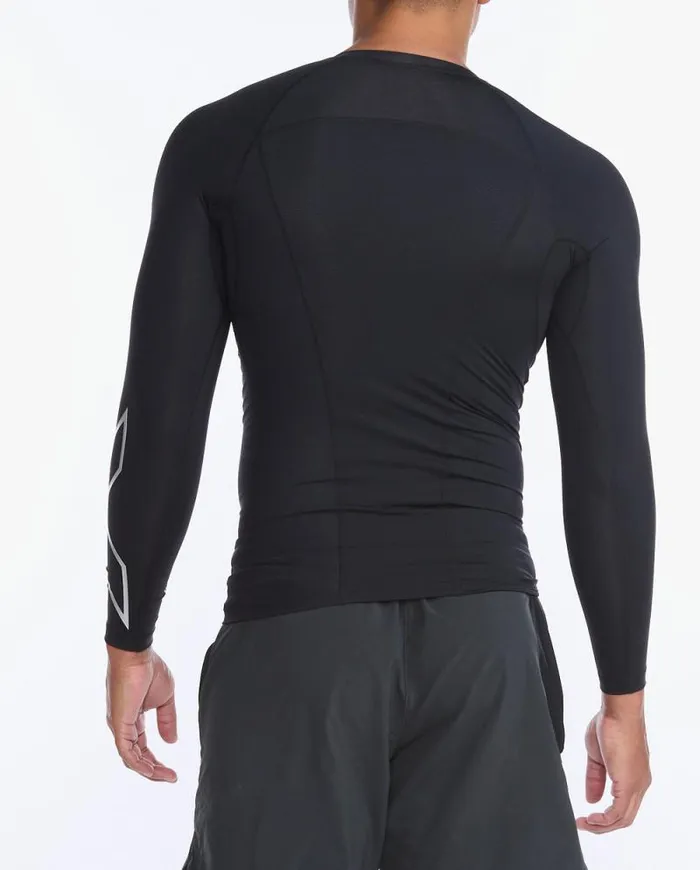 Long Sleeve and Jumpers Mens 2XU Core Compression Long Sleeve Blacksilver