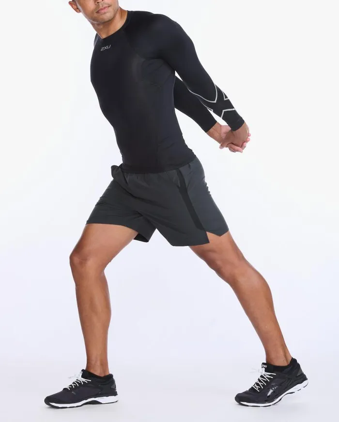 Long Sleeve and Jumpers Mens 2XU Core Compression Long Sleeve Blacksilver