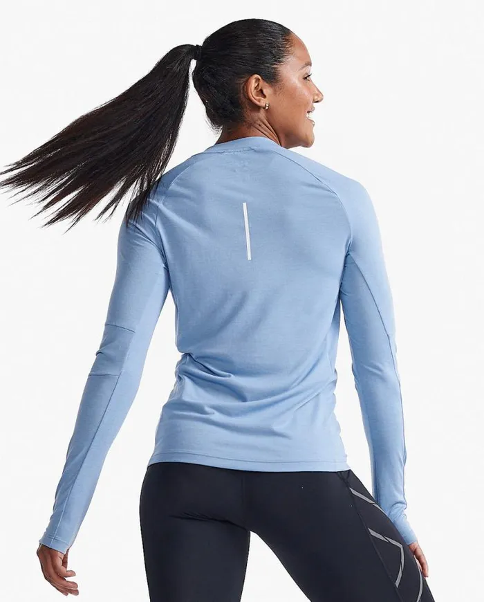 Long Sleeve and Jumpers Womens 2XU Ignition Base Layer Long Sleeve Hydrangeawhite Reflective