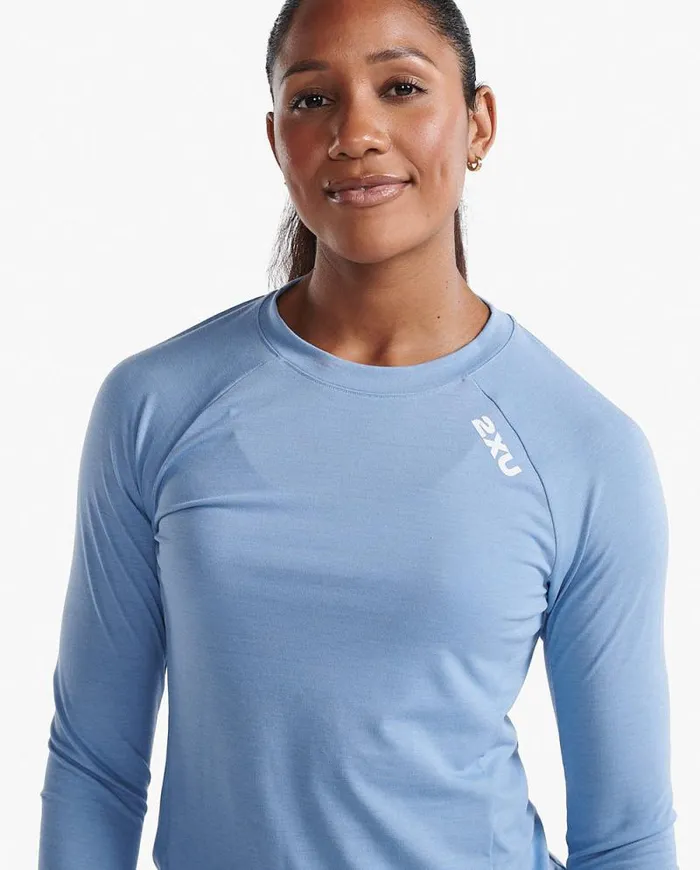 Long Sleeve and Jumpers Womens 2XU Ignition Base Layer Long Sleeve Hydrangeawhite Reflective