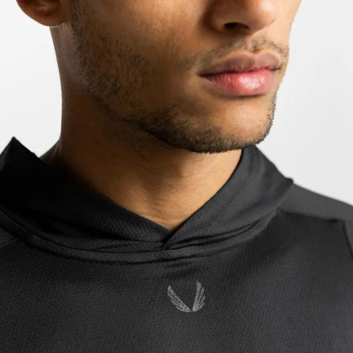 Long Sleeves Men ASRV NanoMesh Fitted Hoodie Black