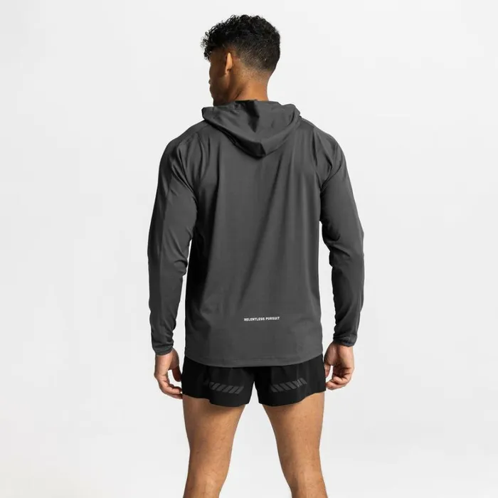 Long Sleeves Men ASRV NanoMesh Fitted Hoodie Space Grey