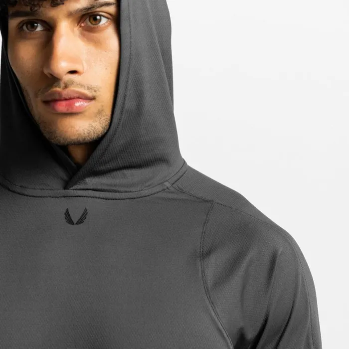 Long Sleeves Men ASRV NanoMesh Fitted Hoodie Space Grey