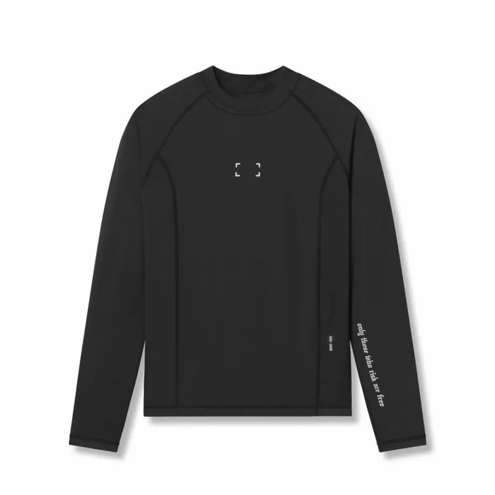 Long Sleeves Men ASRV WarpFlexx Compression Mock Neck Long Sleeve Black 034space Bracket034