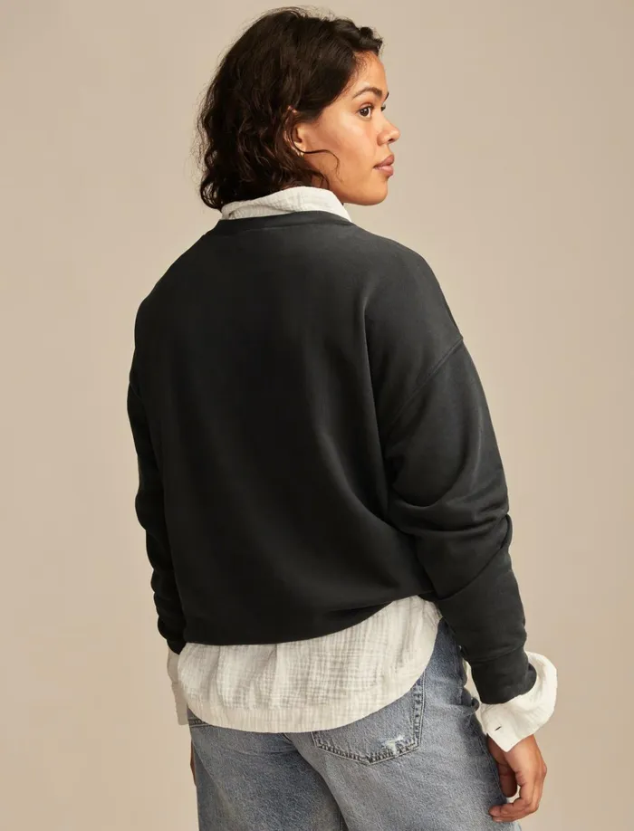 Lucky Logo Crew Neck Dark Shadow Women Lucky Brand Sweaters and Sweatshirts