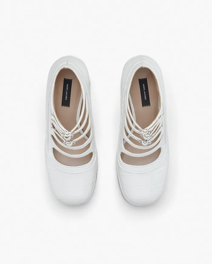 Marc Jacobs Boots Women The Croc Embossed Kiki Ankle Boot Cotton White