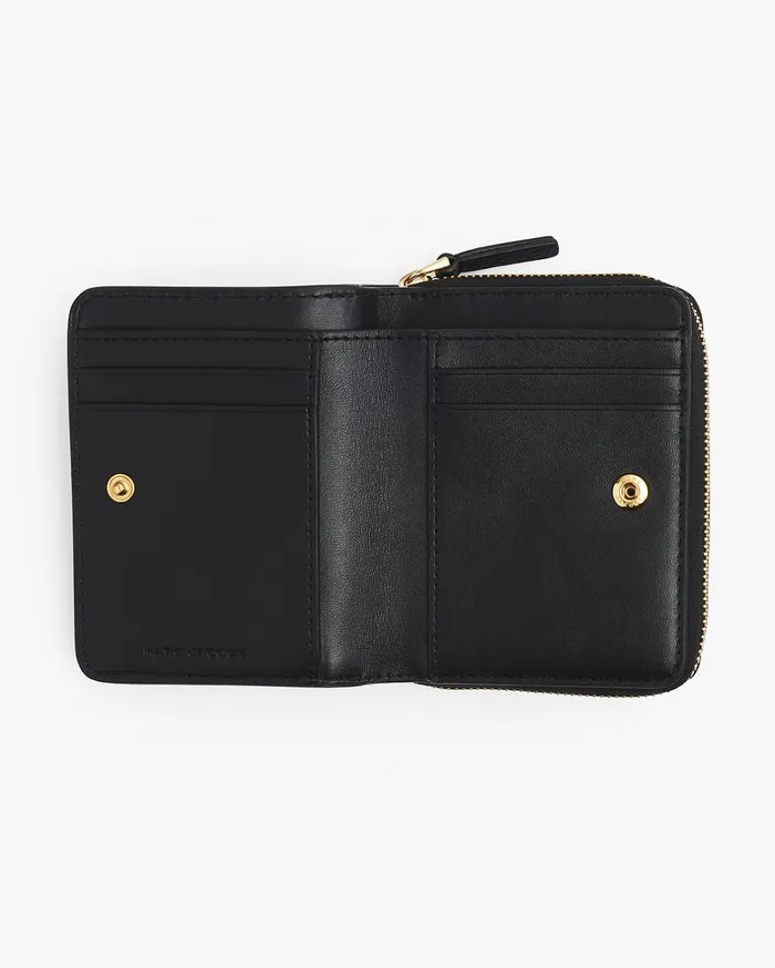 Marc Jacobs Small Wallets Women The Leather Mini Compact Wallet Black