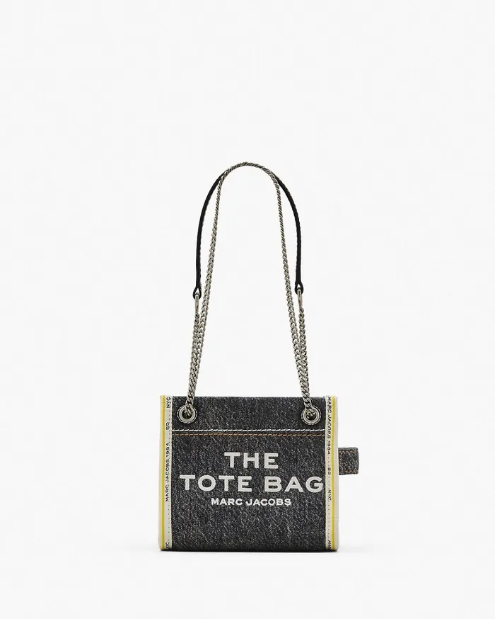 Marc Jacobs The Tote Bag Women The Denim Chain Crossbody Tote Bag Black Wash
