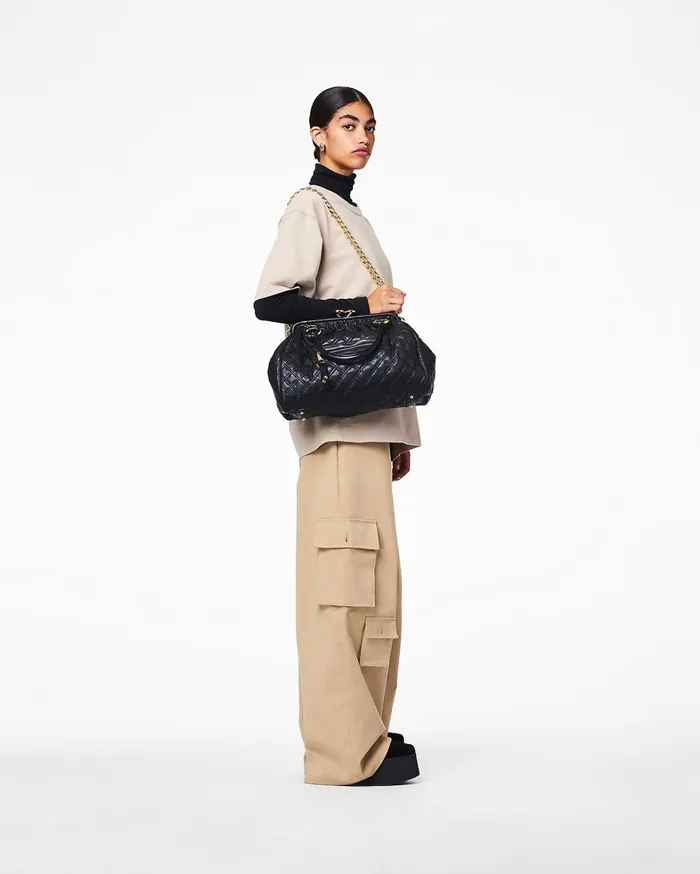 Marc Jacobs Top Handle Bags Women ReEdition Quilted Leather Stam Bag Black