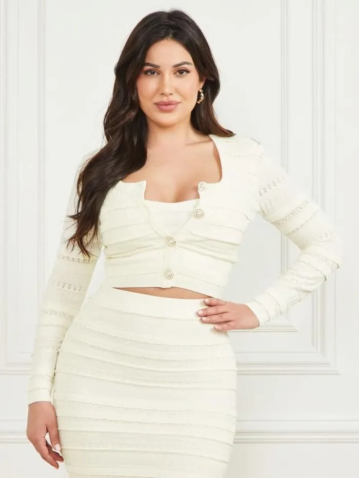 Marciano Flirt Cropped Cardigan Pale Pearl Women Tops And Sweaters
