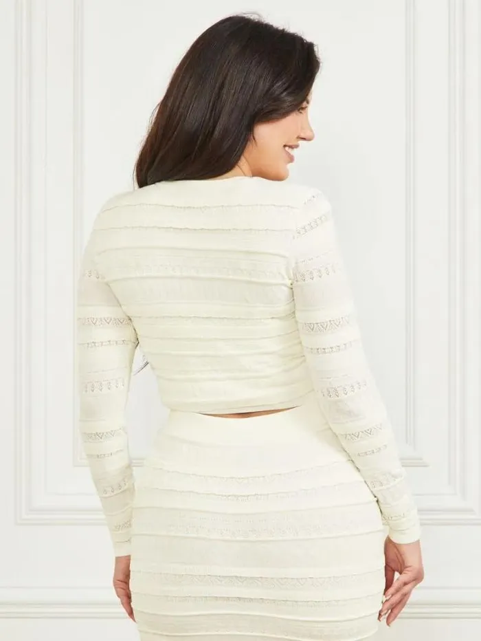 Marciano Flirt Cropped Cardigan Pale Pearl Women Tops And Sweaters Marciano Flirt Cropped Cardigan Pale Pearl Women Tops And Sweaters
