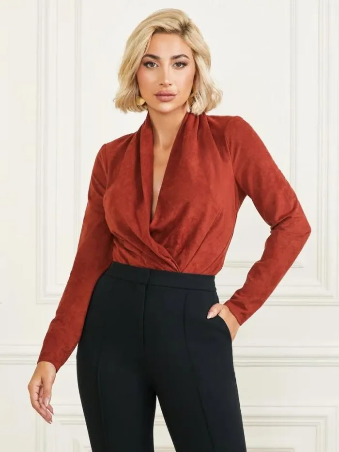 Marciano Hudson Bodysuit Dark Jam Red Women Tops And Sweaters