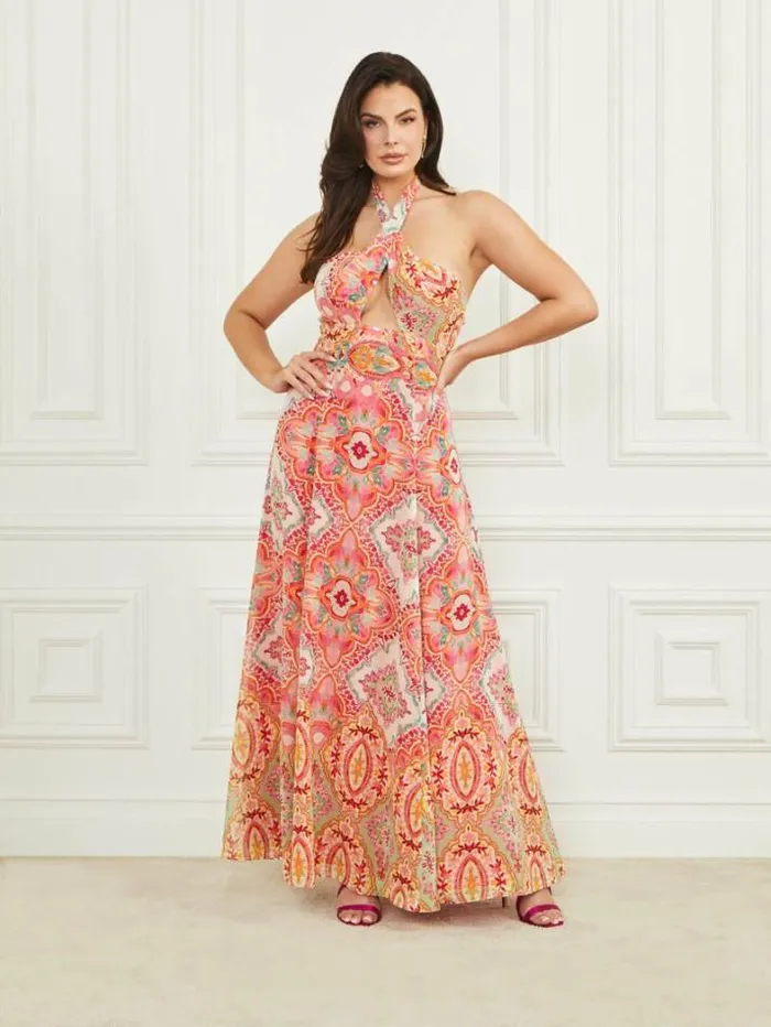 Marciano Normani Halter Maxi Dress Talitha Tile Print Women Dresses