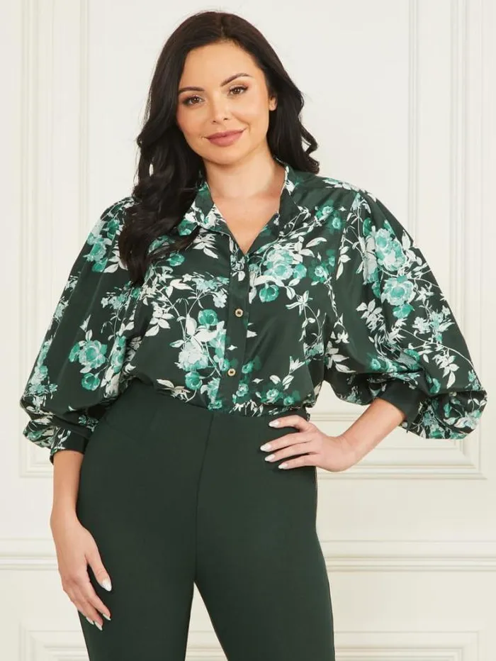Marciano Petal Pose Yvonne Blouse Petal Pose Chenille Green Women Tops And Sweaters