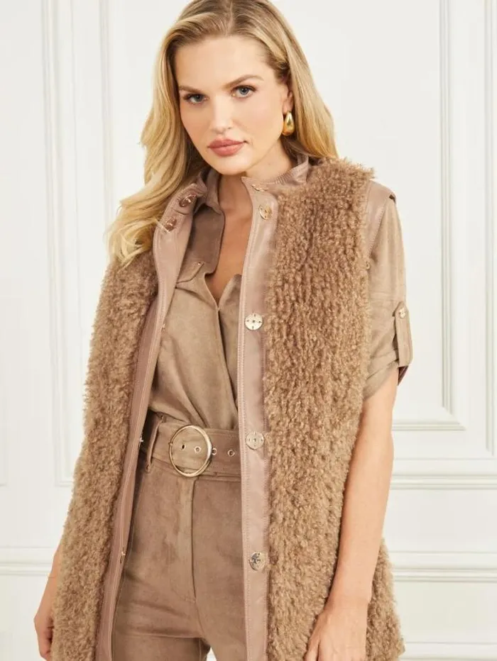 Marciano Susy Reversable Vest Truffle Dust Multi Women Tops And Sweaters