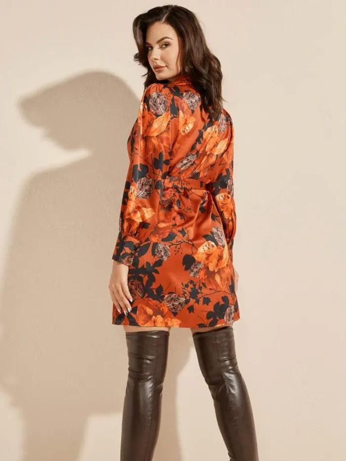 Marciano Swoon Printed Shirt Dress Falling Leaves Women Dresses Marciano Swoon Printed Shirt Dress Falling Leaves Women Dresses
