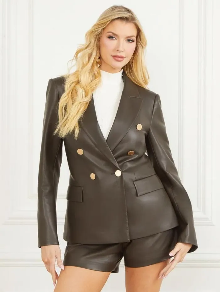 Marciano Vixen FauxLeather Blazer 344 Olive Branch Women Jackets Marciano Vixen FauxLeather Blazer 344 Olive Branch Women Jackets
