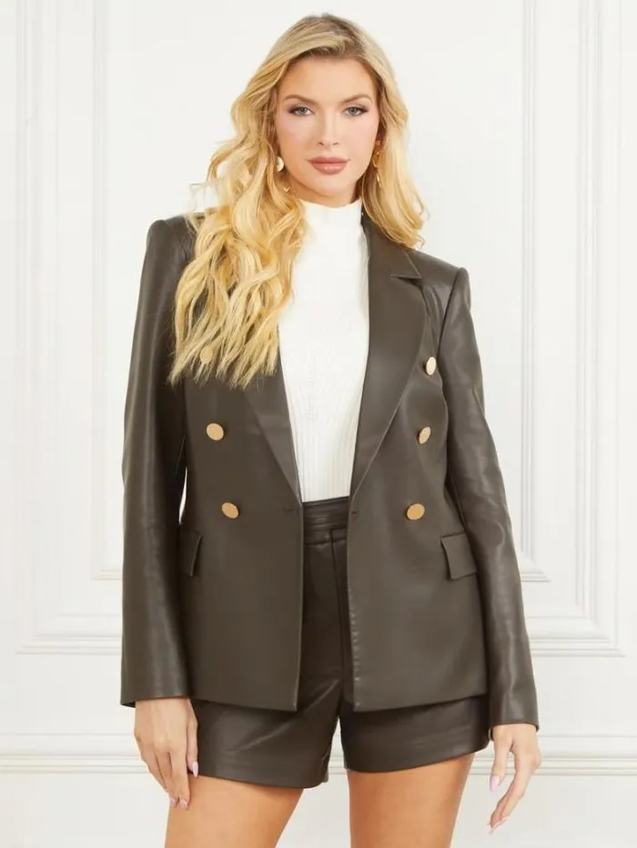 Marciano Vixen FauxLeather Blazer 344 Olive Branch Women Jackets Marciano Vixen FauxLeather Blazer 344 Olive Branch Women Jackets