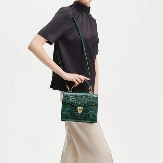 Mayfair Bag Evergreen Patent Croc Women Aspinal Of London Shoulder