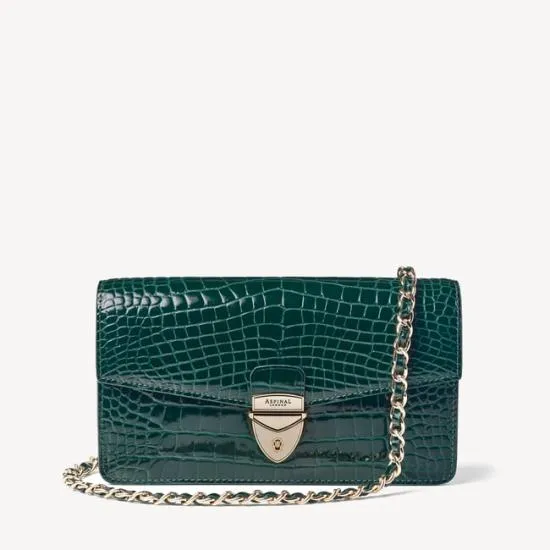 Mayfair Clutch 2 Evergreen Patent Croc Women Aspinal Of London Mayfair