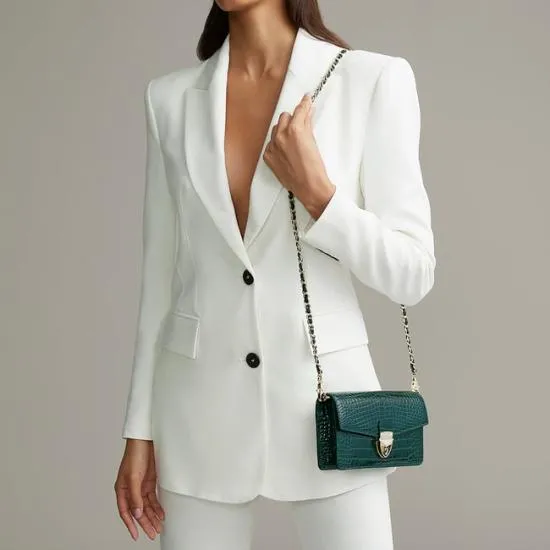 Mayfair Clutch 2 Evergreen Patent Croc Women Aspinal Of London Mayfair