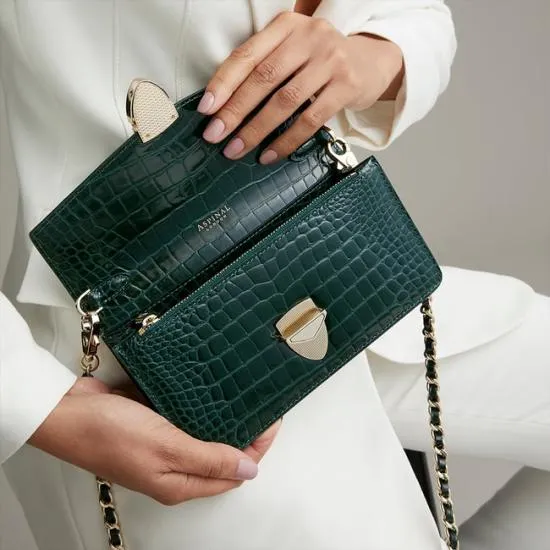 Mayfair Clutch 2 Evergreen Patent Croc Women Aspinal Of London Mayfair