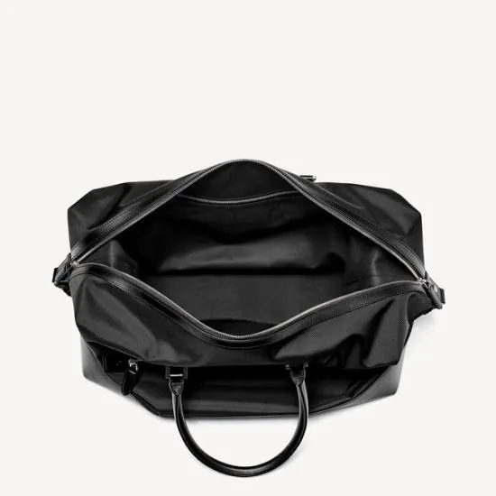 Men039s Holdall Black Leathertrim Nylon Canvas Men Aspinal Of London Travel Bags
