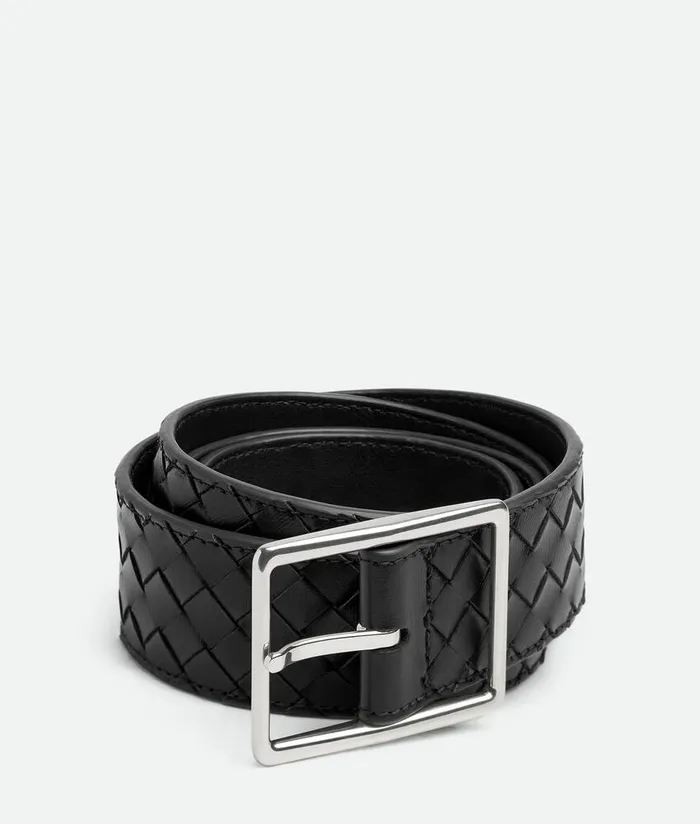 Men Bottega Veneta Belts Intrecciato Piccolo Belt Black