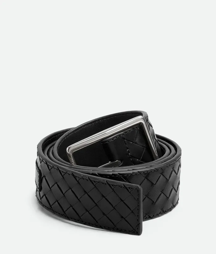 Men Bottega Veneta Belts Intrecciato Piccolo Belt Black
