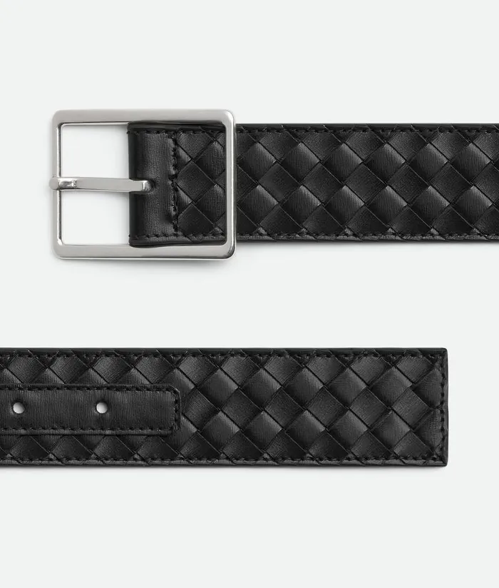 Men Bottega Veneta Belts Intrecciato Piccolo Belt Black