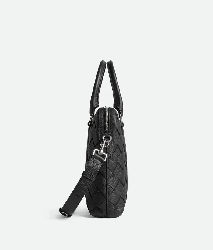 Men Bottega Veneta Briefcase Slim Intrecciato Briefcase Black