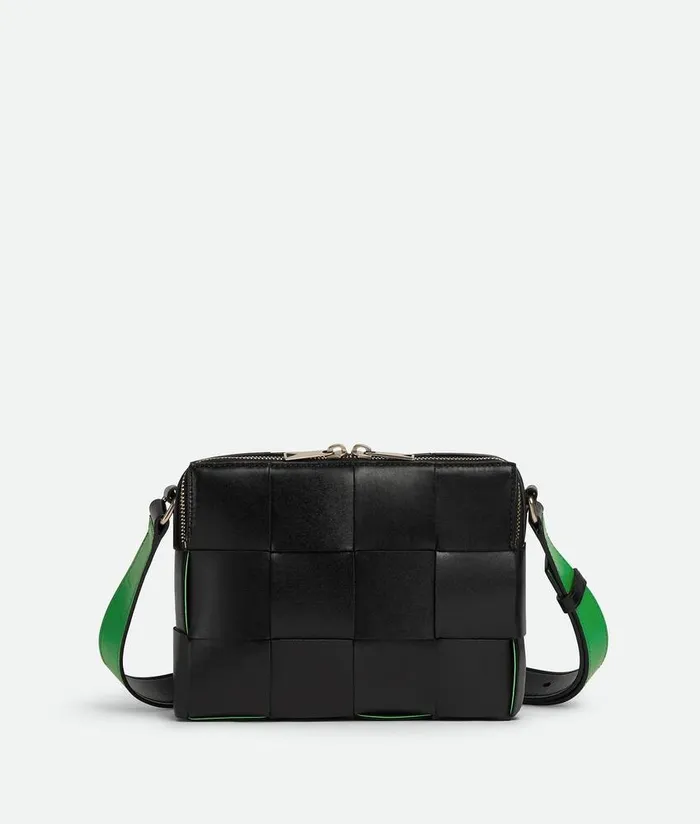 Men Bottega Veneta Crossbody Cassette Camera Bag Black Parakeet