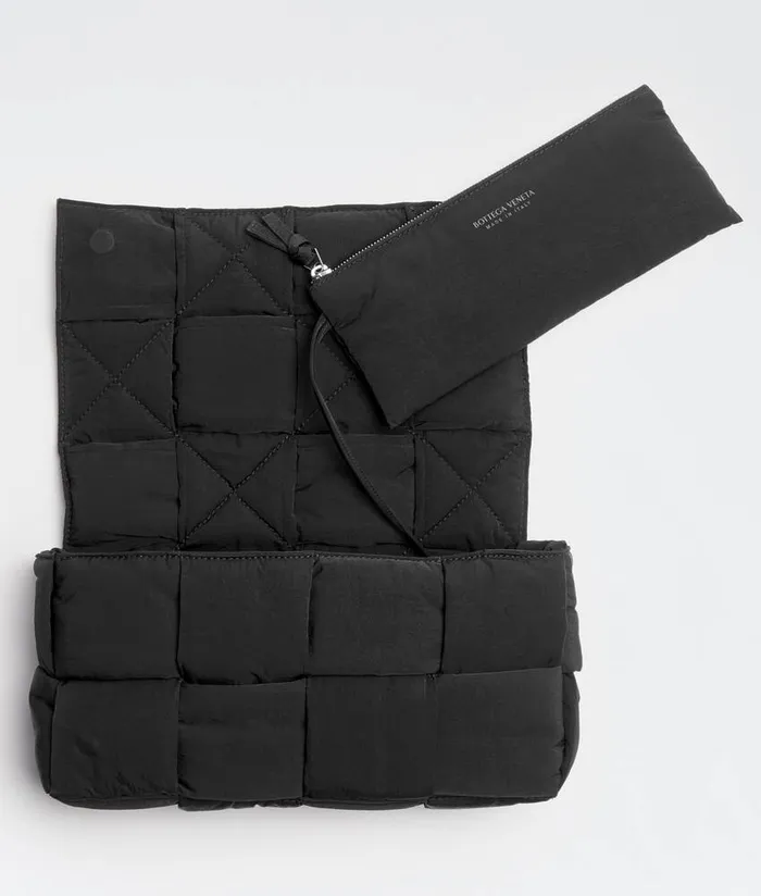 Men Bottega Veneta Crossbody Padded Tech Cassette Black