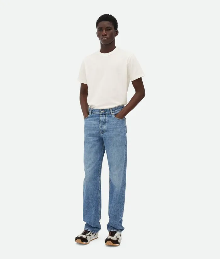 Men Bottega Veneta Denim Vintage Indigo Straight Jeans Mid Blue