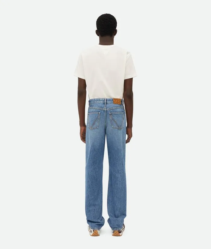 Men Bottega Veneta Denim Vintage Indigo Straight Jeans Mid Blue